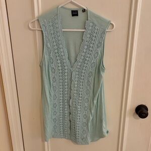 Blue saks fifth Avenue Sleeveless Lace Top size Xs